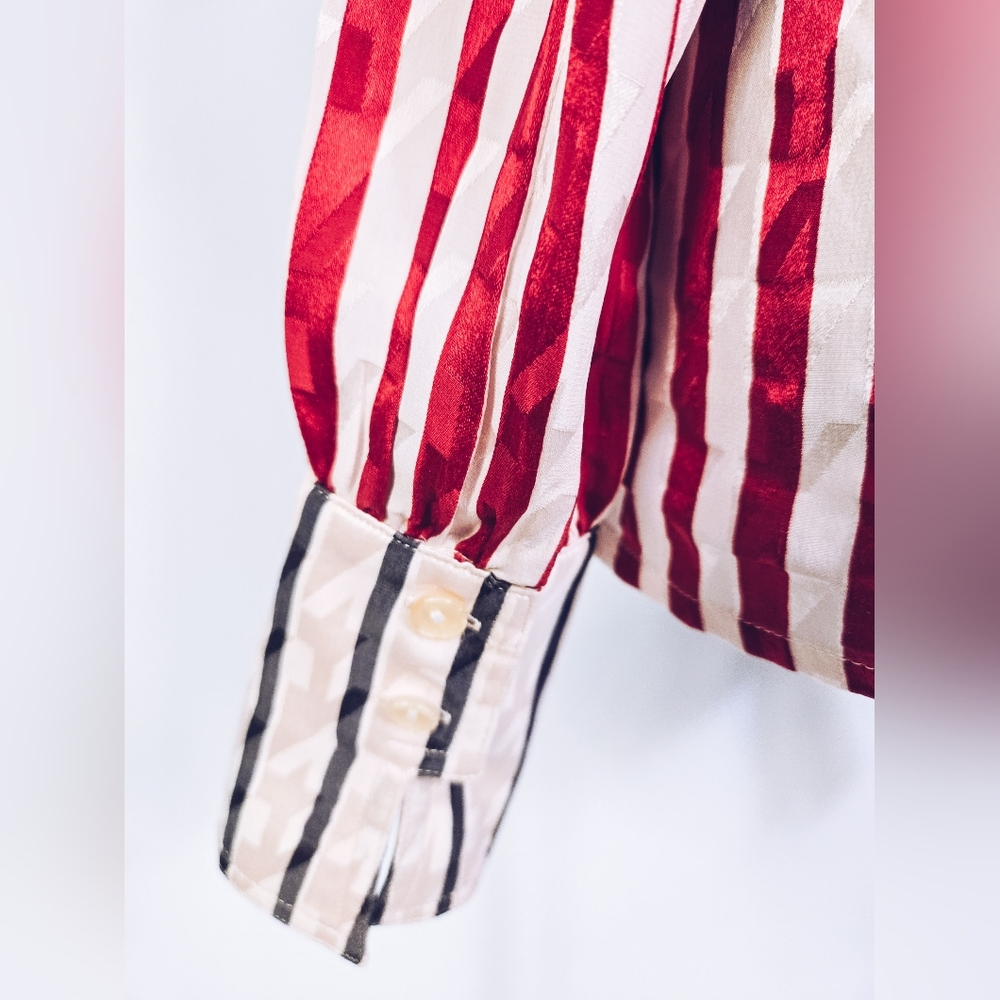 Silk Houndstooth Button-Down Blouse - image 5